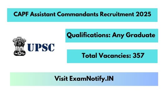 CAPF Assistant Commandants Recruitment 2025