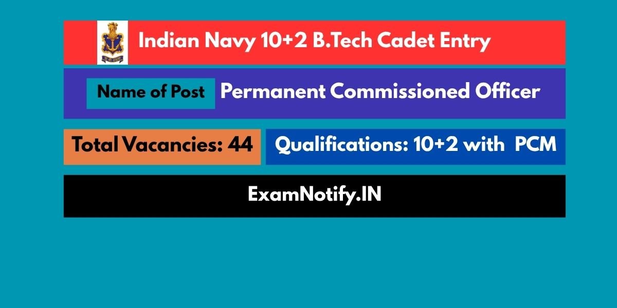 Indian Navy 10+2 B.Tech Cadet Entry