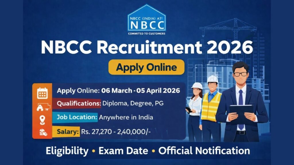 NBCC Recruitment 2026 for Diploma & Graduate Engineer